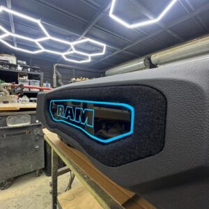Custom Quad Truck Subwoofer Enclosure with Dual LED Acrylic Logo Panels
