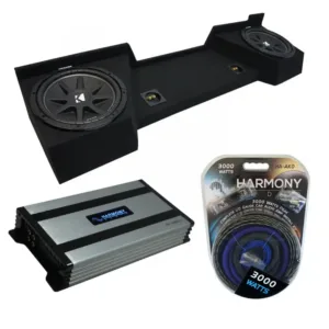 Compatible with 2007-2013 Chevy Silverado Extended Cab Truck Kicker Comp C12 Dual 12″ Sub Box Enclosure & Harmony HA-A800.1 Amp