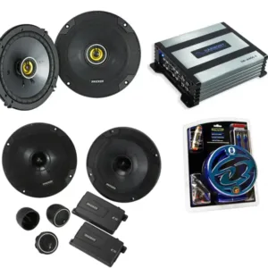HA-A400.4 Alloy 4 Channel 800W Range Speaker Sub Amplifier, Kicker 46CSC654 6 1/2″ Coaxial Range Stereo Speakers and SoundQuest