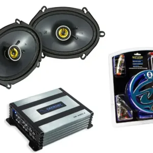 HA-A400.4 Alloy 4 Channel 800W Range Speaker Sub Amplifier, Kicker 46CSC684 6×8″ 5×7″ Coaxial Range Stereo Speakers and SoundQue